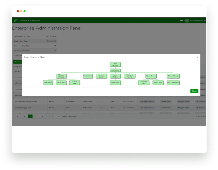 screenshot of Schedule Validator
